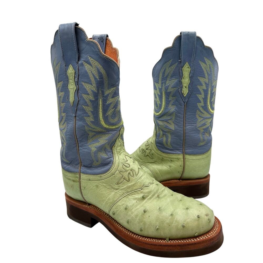 Lucchese 2000 7.5 Full Quill Ostrich lilac , mint Women’s Western Cowgirl Boots